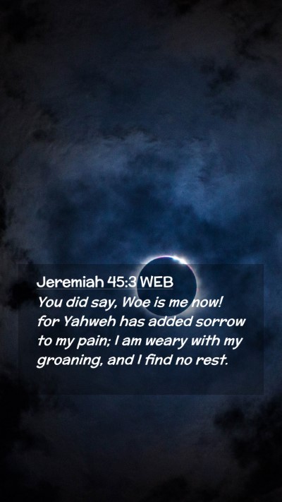 Picture 02 - Jeremiah 45:3 WEB Mobile Phone Wallpaper - You did say, Woe is me now! for Yahweh has added - Mobile Bible Verse Wallpaper