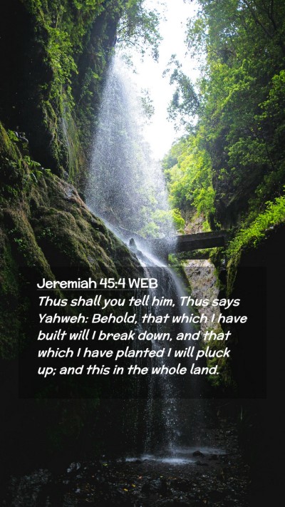 Picture 02 - Jeremiah 45:4 WEB Mobile Phone Wallpaper - Thus shall you tell him, Thus says Yahweh: - Mobile Bible Verse Wallpaper
