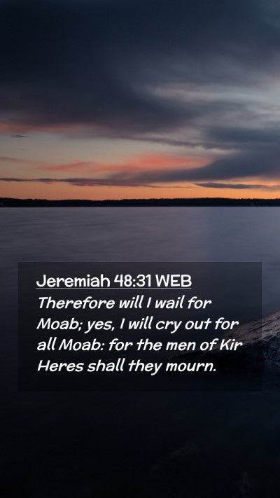 Picture 02 - Jeremiah 48:31 WEB Mobile Phone Wallpaper - Therefore will I wail for Moab; yes, I will cry - Mobile Bible Verse Wallpaper