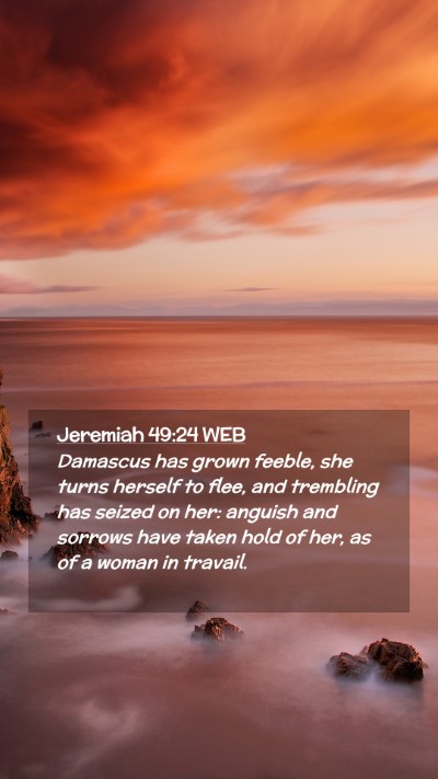 Picture 02 - Jeremiah 49:24 WEB Mobile Phone Wallpaper - Damascus has grown feeble, she turns herself to - Mobile Bible Verse Wallpaper