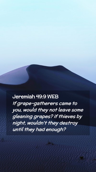 Picture 02 - Jeremiah 49:9 WEB Mobile Phone Wallpaper - If grape-gatherers came to you, would they not - Mobile Bible Verse Wallpaper