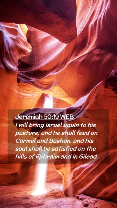 Picture 02 - Jeremiah 50:19 WEB Mobile Phone Wallpaper - I will bring Israel again to his pasture, and he - Mobile Bible Verse Wallpaper