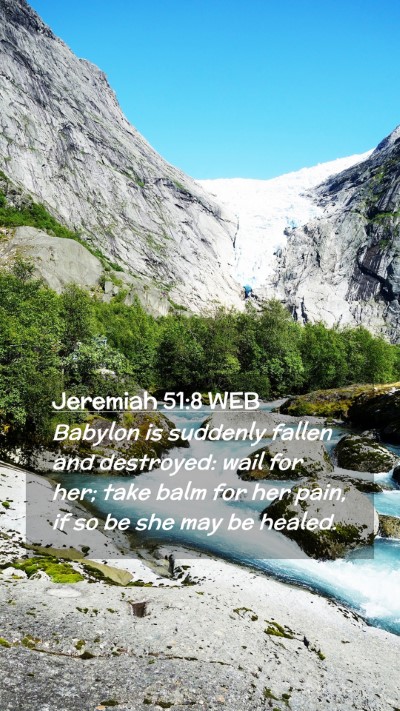 Picture 02 - Jeremiah 51:8 WEB Mobile Phone Wallpaper - Babylon is suddenly fallen and destroyed: wail - Mobile Bible Verse Wallpaper