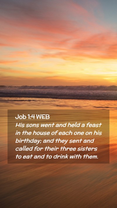 Picture 02 - Job 1:4 WEB Mobile Phone Wallpaper - His sons went and held a feast in the house of - Mobile Bible Verse Wallpaper