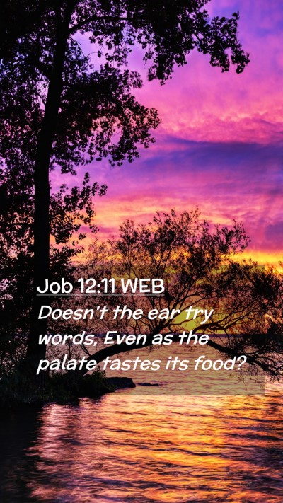 Picture 02 - Job 12:11 WEB Mobile Phone Wallpaper - Doesn't the ear try words, Even as the palate - Mobile Bible Verse Wallpaper