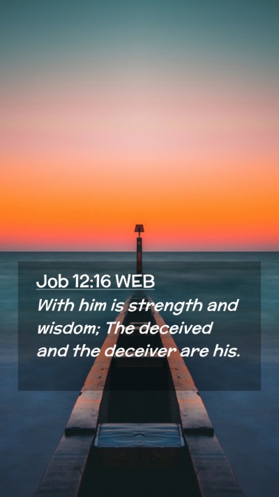 Picture 02 - Job 12:16 WEB Mobile Phone Wallpaper - With him is strength and wisdom; The deceived and - Mobile Bible Verse Wallpaper