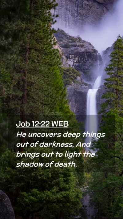Picture 02 - Job 12:22 WEB Mobile Phone Wallpaper - He uncovers deep things out of darkness, And - Mobile Bible Verse Wallpaper
