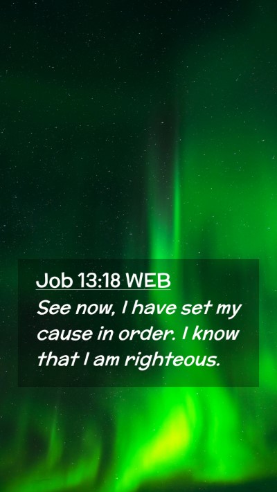 Picture 02 - Job 13:18 WEB Mobile Phone Wallpaper - See now, I have set my cause in order. I know - Mobile Bible Verse Wallpaper
