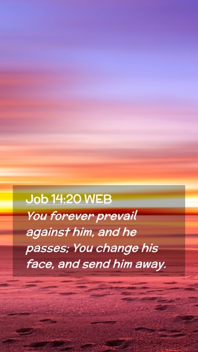 Picture 02 - Job 14:20 WEB Mobile Phone Wallpaper - You forever prevail against him, and he passes; - Mobile Bible Verse Wallpaper