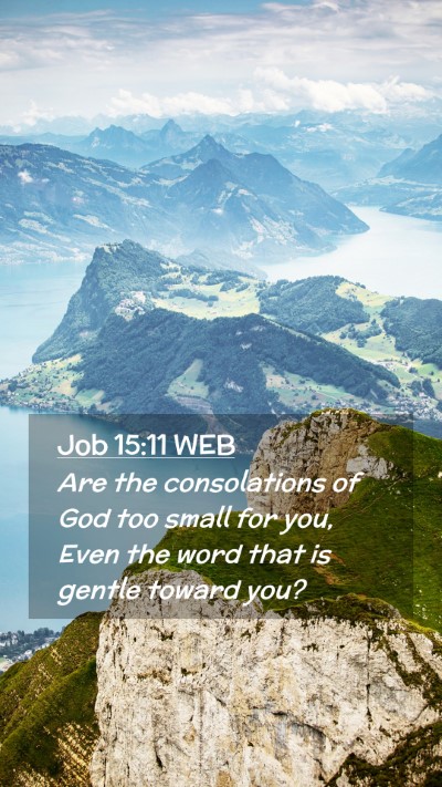 Picture 02 - Job 15:11 WEB Mobile Phone Wallpaper - Are the consolations of God too small for you, - Mobile Bible Verse Wallpaper