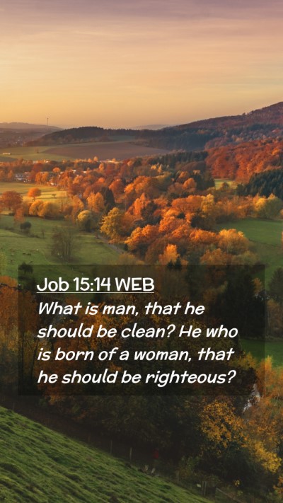 Picture 02 - Job 15:14 WEB Mobile Phone Wallpaper - What is man, that he should be clean? He who is - Mobile Bible Verse Wallpaper