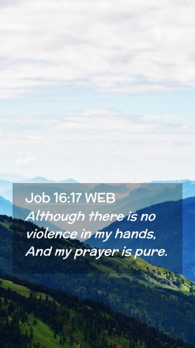 Picture 02 - Job 16:17 WEB Mobile Phone Wallpaper - Although there is no violence in my hands, And my - Mobile Bible Verse Wallpaper