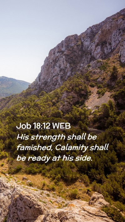 Picture 02 - Job 18:12 WEB Mobile Phone Wallpaper - His strength shall be famished, Calamity shall be - Mobile Bible Verse Wallpaper