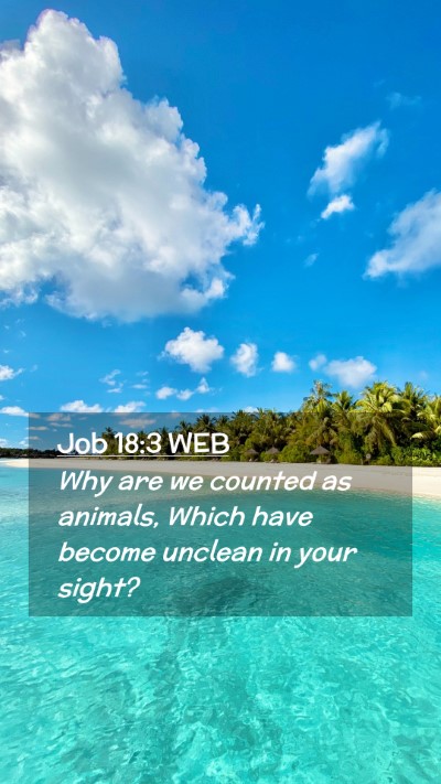Picture 02 - Job 18:3 WEB Mobile Phone Wallpaper - Why are we counted as animals, Which have become - Mobile Bible Verse Wallpaper