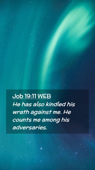 Picture 02 - Job 19:11 WEB Mobile Phone Wallpaper - He has also kindled his wrath against me. He - Mobile Bible Verse Wallpaper
