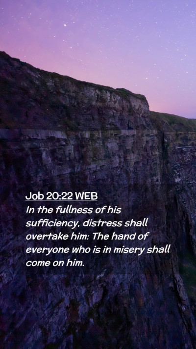 Picture 02 - Job 20:22 WEB Mobile Phone Wallpaper - In the fullness of his sufficiency, distress - Mobile Bible Verse Wallpaper