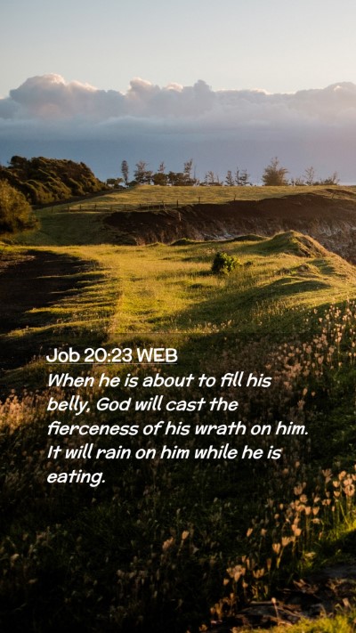 Picture 02 - Job 20:23 WEB Mobile Phone Wallpaper - When he is about to fill his belly, God will cast - Mobile Bible Verse Wallpaper