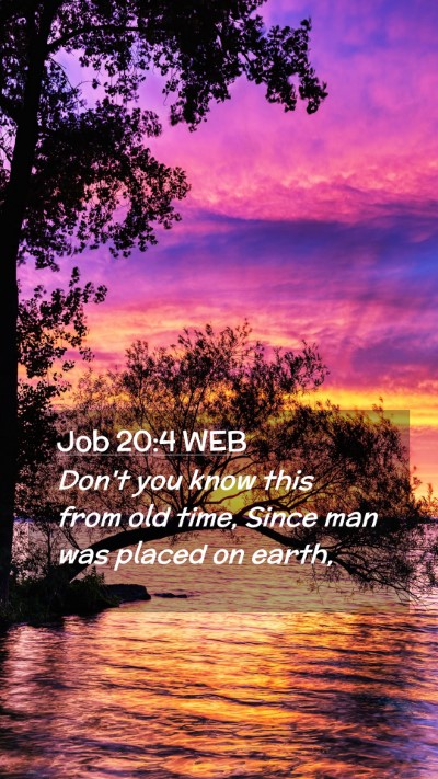 Picture 02 - Job 20:4 WEB Mobile Phone Wallpaper - Don't you know this from old time, Since man was - Mobile Bible Verse Wallpaper