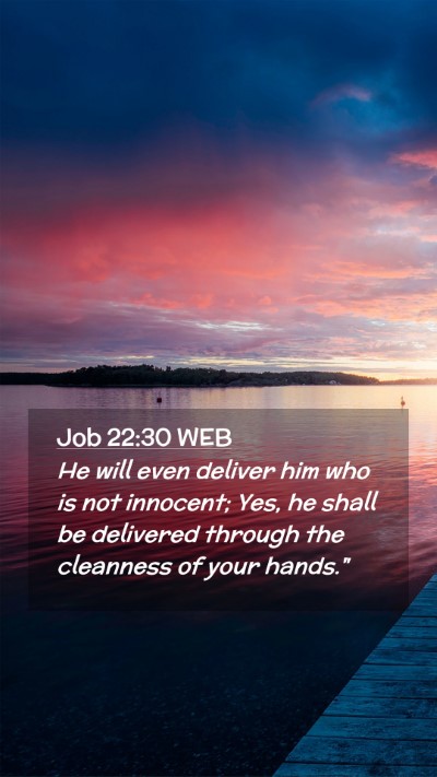 Picture 02 - Job 22:30 WEB Mobile Phone Wallpaper - He will even deliver him who is not innocent; - Mobile Bible Verse Wallpaper