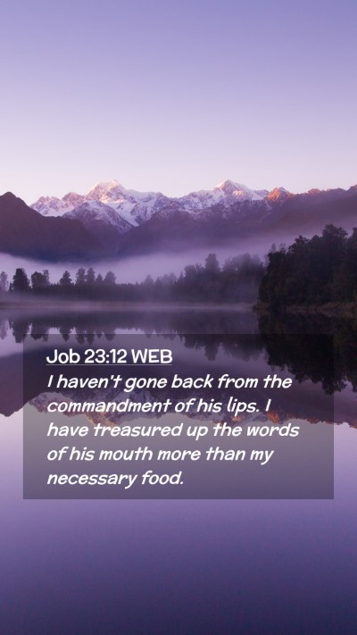 Picture 02 - Job 23:12 WEB Mobile Phone Wallpaper - I haven't gone back from the commandment of his - Mobile Bible Verse Wallpaper
