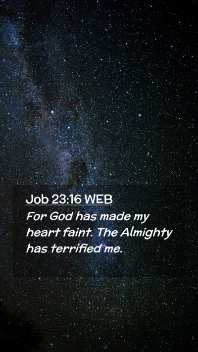 Picture 02 - Job 23:16 WEB Mobile Phone Wallpaper - For God has made my heart faint. The Almighty has - Mobile Bible Verse Wallpaper