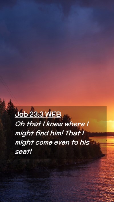 Picture 02 - Job 23:3 WEB Mobile Phone Wallpaper - Oh that I knew where I might find him! That I - Mobile Bible Verse Wallpaper