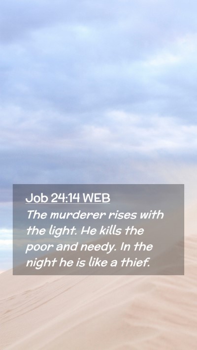Picture 02 - Job 24:14 WEB Mobile Phone Wallpaper - The murderer rises with the light. He kills the - Mobile Bible Verse Wallpaper