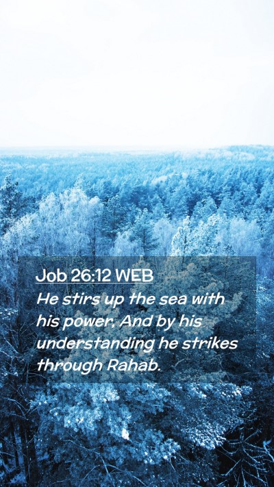 Picture 02 - Job 26:12 WEB Mobile Phone Wallpaper - He stirs up the sea with his power, And by his - Mobile Bible Verse Wallpaper