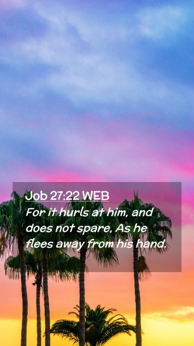Picture 02 - Job 27:22 WEB Mobile Phone Wallpaper - For it hurls at him, and does not spare, As he - Mobile Bible Verse Wallpaper