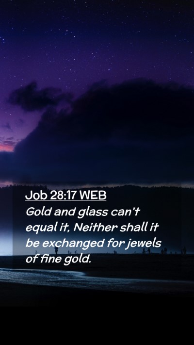 Picture 02 - Job 28:17 WEB Mobile Phone Wallpaper - Gold and glass can't equal it, Neither shall it - Mobile Bible Verse Wallpaper