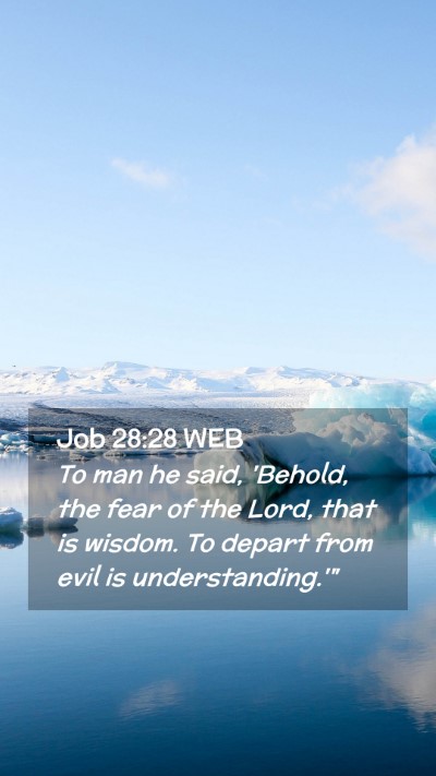 Picture 02 - Job 28:28 WEB Mobile Phone Wallpaper - To man he said, 'Behold, the fear of the Lord, - Mobile Bible Verse Wallpaper