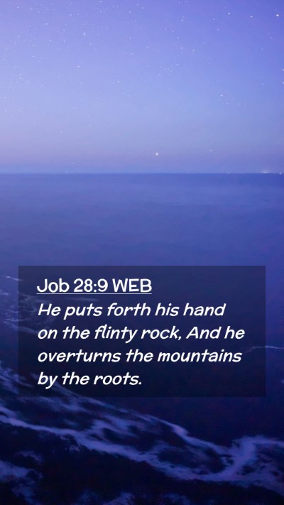 Picture 02 - Job 28:9 WEB Mobile Phone Wallpaper - He puts forth his hand on the flinty rock, And he - Mobile Bible Verse Wallpaper