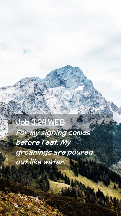 Picture 02 - Job 3:24 WEB Mobile Phone Wallpaper - For my sighing comes before I eat, My groanings - Mobile Bible Verse Wallpaper