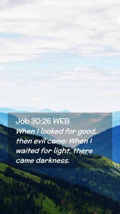 Picture 02 - Job 30:26 WEB Mobile Phone Wallpaper - When I looked for good, then evil came; When I - Mobile Bible Verse Wallpaper