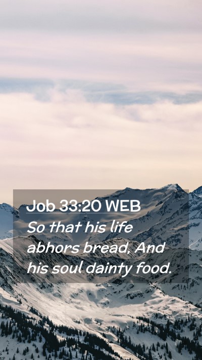 Picture 02 - Job 33:20 WEB Mobile Phone Wallpaper - So that his life abhors bread, And his soul - Mobile Bible Verse Wallpaper