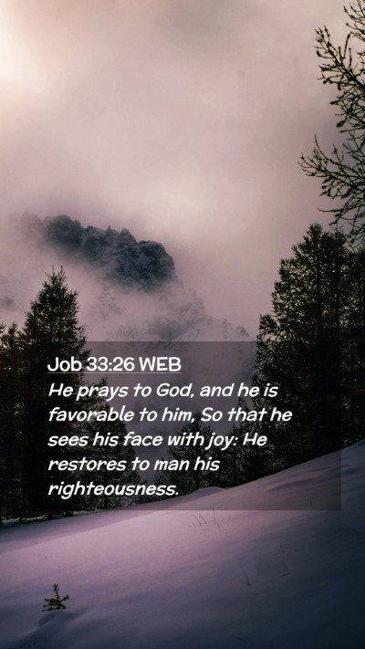 Picture 02 - Job 33:26 WEB Mobile Phone Wallpaper - He prays to God, and he is favorable to him, So - Mobile Bible Verse Wallpaper