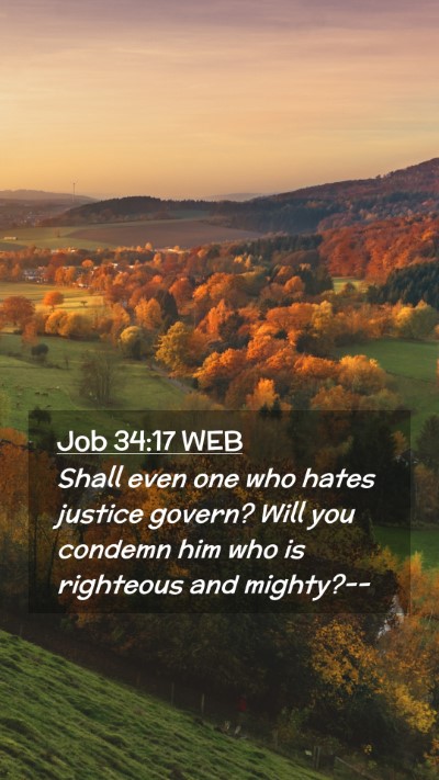 Picture 02 - Job 34:17 WEB Mobile Phone Wallpaper - Shall even one who hates justice govern? Will you - Mobile Bible Verse Wallpaper