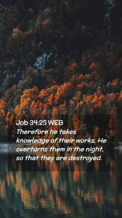 Picture 02 - Job 34:25 WEB Mobile Phone Wallpaper - Therefore he takes knowledge of their works. He - Mobile Bible Verse Wallpaper