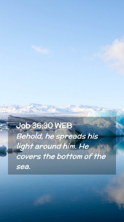 Picture 02 - Job 36:30 WEB Mobile Phone Wallpaper - Behold, he spreads his light around him. He - Mobile Bible Verse Wallpaper