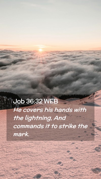 Picture 02 - Job 36:32 WEB Mobile Phone Wallpaper - He covers his hands with the lightning, And - Mobile Bible Verse Wallpaper