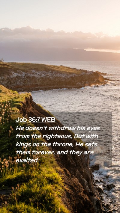 Picture 02 - Job 36:7 WEB Mobile Phone Wallpaper - He doesn't withdraw his eyes from the righteous, - Mobile Bible Verse Wallpaper
