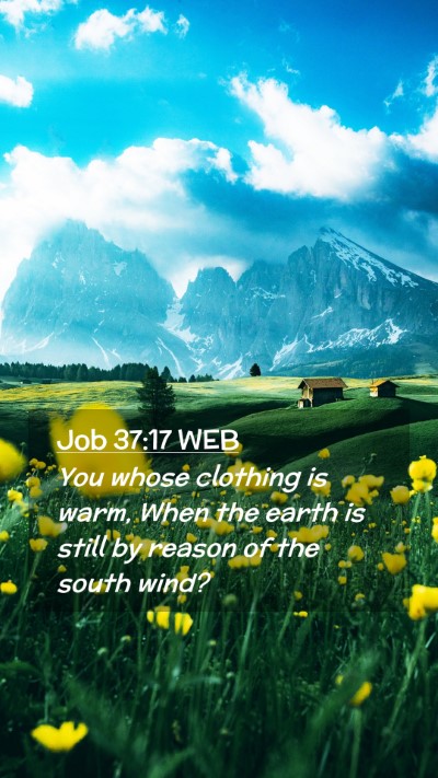 Picture 02 - Job 37:17 WEB Mobile Phone Wallpaper - You whose clothing is warm, When the earth is - Mobile Bible Verse Wallpaper