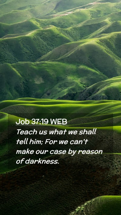Picture 02 - Job 37:19 WEB Mobile Phone Wallpaper - Teach us what we shall tell him; For we can't - Mobile Bible Verse Wallpaper