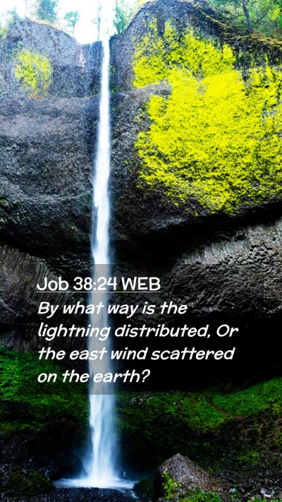 Picture 02 - Job 38:24 WEB Mobile Phone Wallpaper - By what way is the lightning distributed, Or the - Mobile Bible Verse Wallpaper
