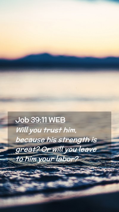 Picture 02 - Job 39:11 WEB Mobile Phone Wallpaper - Will you trust him, because his strength is - Mobile Bible Verse Wallpaper