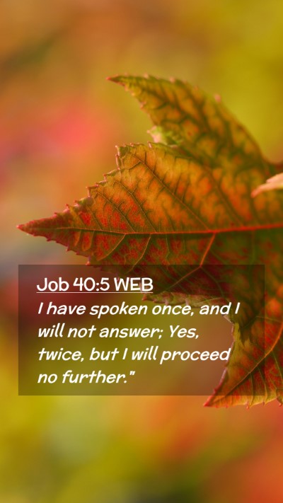 Picture 02 - Job 40:5 WEB Mobile Phone Wallpaper - I have spoken once, and I will not answer; Yes, - Mobile Bible Verse Wallpaper