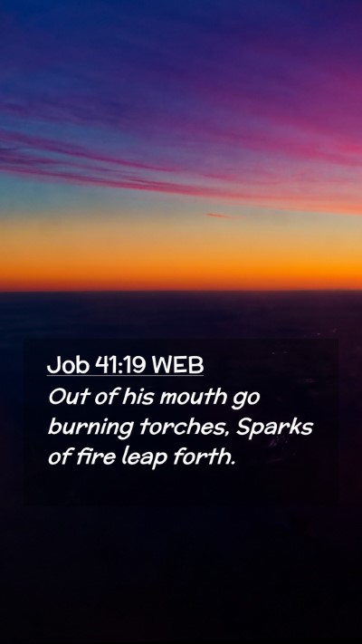 Picture 02 - Job 41:19 WEB Mobile Phone Wallpaper - Out of his mouth go burning torches, Sparks of - Mobile Bible Verse Wallpaper