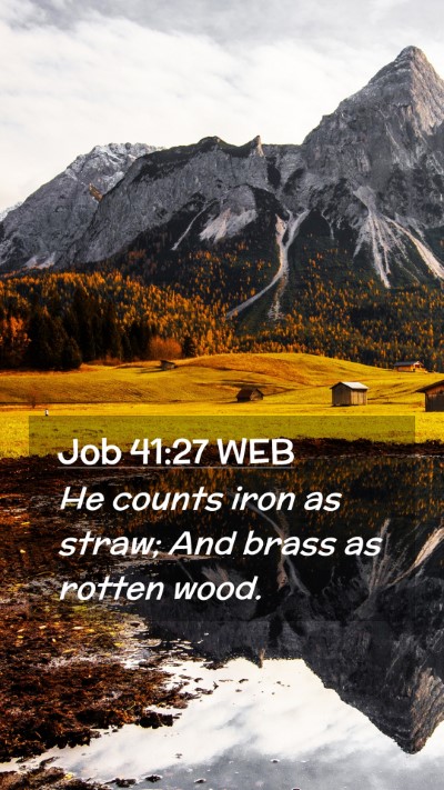 Picture 02 - Job 41:27 WEB Mobile Phone Wallpaper - He counts iron as straw; And brass as rotten - Mobile Bible Verse Wallpaper