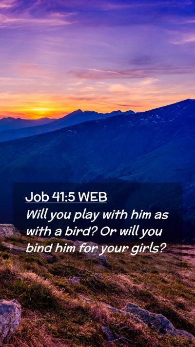 Picture 02 - Job 41:5 WEB Mobile Phone Wallpaper - Will you play with him as with a bird? Or will - Mobile Bible Verse Wallpaper