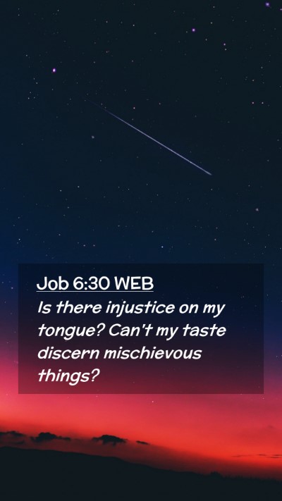 Picture 02 - Job 6:30 WEB Mobile Phone Wallpaper - Is there injustice on my tongue? Can't my taste - Mobile Bible Verse Wallpaper